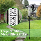 Rain Gauge Outdoor with Large Number Scale,Solar Powered Decorative Dog and Bird Garden Stake for Outside,Yard, Lawn, Pathway