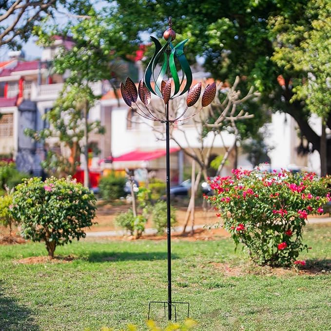 DREAMYSOUL Large Wind Spinner Outdoor, 92.5" Metal Tulip Wind Mills, 360 Degrees Rotating Kinetic Wind Sculptures & Spinners for Home Lawn Backyard Patio Garden Decor Yard Art