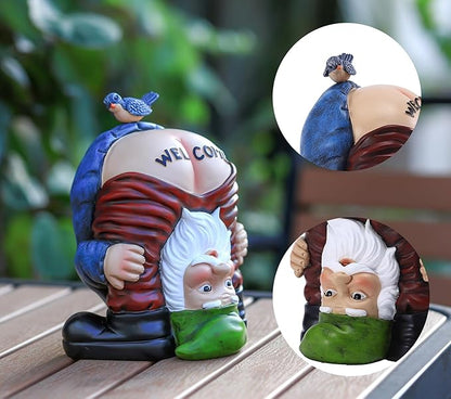 Garden Gnome Statue, Garden Decor,Gnomes Decorations for Yard, Funny Bird Welcome Figurines for Outdoor Patio, Lawn, Yard Art Decoration