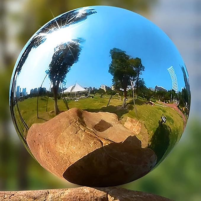 4 Inch/100mm Stainless Steel Hollow Ball Smooth Gazing Mirror Ball for Decorating Home and Garden