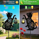 Solar Cat Hanging Lantern Outdoor, 2 Pack Black Cat Solar Lights, Cat Lover Gifts for Women Mom Grandma Birthday,Mother's Day,Waterproof Garden Ornaments Decor Outside Backyard,Patio,Pathway