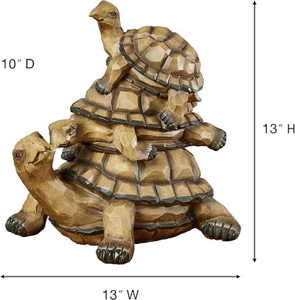 Touch of Class Indoor Outdoor Turtle Family Garden Sculpture Earth Tones 13" Wx10 Dx13 H
