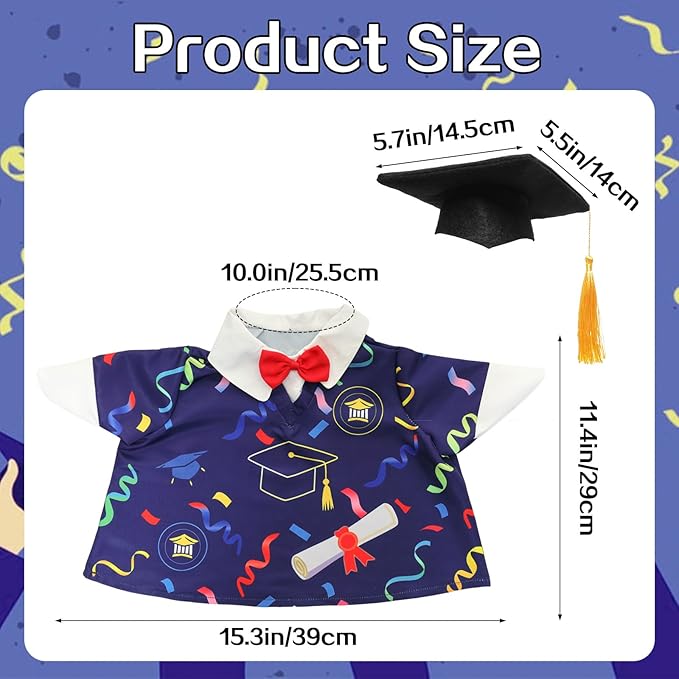 Graduation Lawn Goose Outfit, Blue Academic Graduation Gown and Mortarboard Cap Fits 23 Inch Yard Porch Goose for Yard Garden Outdoor Statue