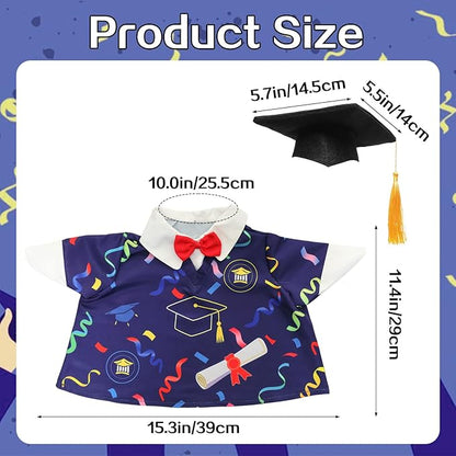 Graduation Lawn Goose Outfit, Blue Academic Graduation Gown and Mortarboard Cap Fits 23 Inch Yard Porch Goose for Yard Garden Outdoor Statue