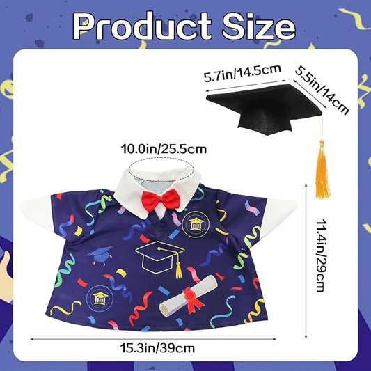 Graduation Lawn Goose Outfit, Blue Academic Graduation Gown and Mortarboard Cap Fits 23 Inch Yard Porch Goose for Yard Garden Outdoor Statue