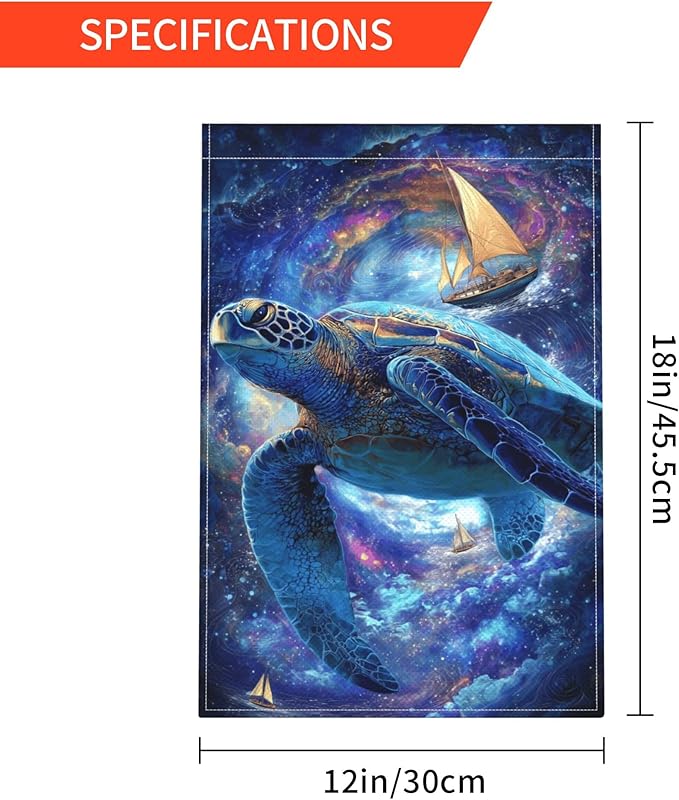 Galaxy Turtles Garden Flag Seasonal Double Sided 12 x 18 Inch Small Yard Flag for Indoor Outdoor Decor Holiday All Seasons