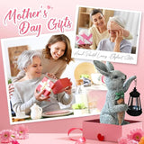 Garden Statues Rabbit Solar Lantern Outdoor Handmade Resin Statue Bunny with Cute Carrot for Patio, Yard, Mother's Day Gift Ideas
