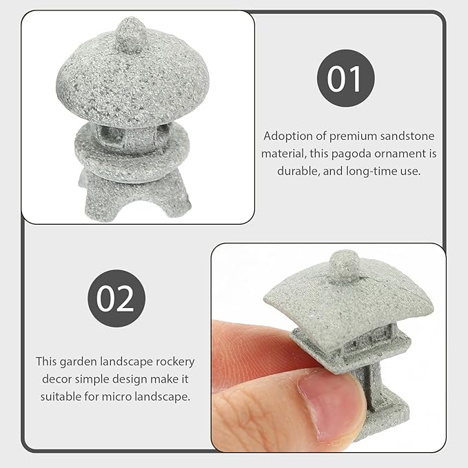 PRETYZOOM 12pcs Miniature Pagoda Figurines, Zen Garden Fish Tank Aquarium Gazebo Ornament Chinese Pagoda Statue Plant Pots Bonsai Micro Landscape Decoration
