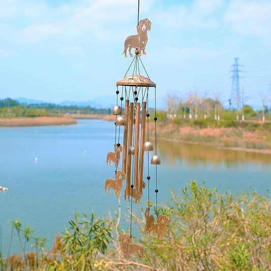 GDNSFIT Dachshund Wind Chimes for Outside, Metal Windchimes Outdoors, Dachshund Gifts for Women/Men, Memorial/Birthday Gifts, Garden Decor for Outside, Patio or Yard, Durable Chimes for Outdoors