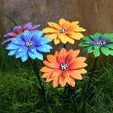7Pcs/Set Metal Flower Garden Stakes,Metal Eyes Flowers Outdoor Decor Stake Yard Art Decoration,Garden Plant Stick Spring Patio (C)