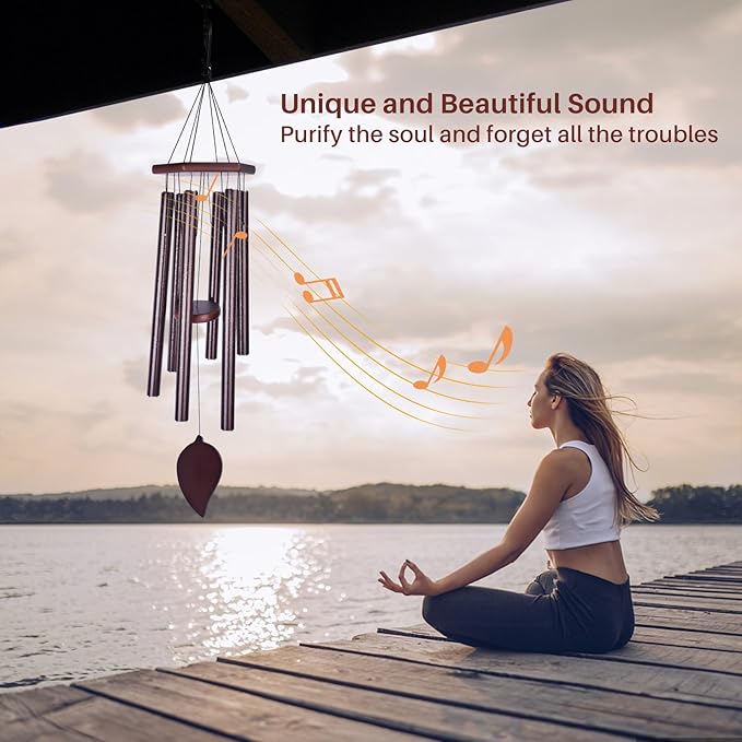 Sympathy Wind Chimes for Outside Deep Tone, Memorial Loss of a Loved, Large Wind Chimes with 6 Thicken Tubes & Hook, Outdoor Gifts Mother, Garden Decor