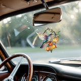 Hummingbird with Flower Acrylic Suncatcher, Flower Suncatchers for Window Hangings, Stained Glass Effect Garden Decor, Gift for Mother's Day, Mom, Grandma, Wife, Women