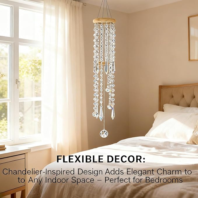 Crystal Wind Chimes - Glass Wind Chimes for Outside, Outdoor Crystal Suncatcher with Tuned Tubes, Reflective Windchimes Outdoors Unique, Hanging Prism Rainbow Maker Chandelier Home Decor (Snowflake)