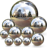 yarlung 10 Pack Stainless Steel Gazing Balls, 50-150 mm Garden Mirror Globe Floating Pond Sphere, Silver Polished Hollow Ball Reflective Ornament for Home Yard Outdoor Lawn Decoration
