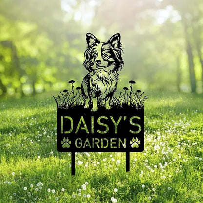 Custom Papillion Dog Metal Memorial Garden Stake Personalized Pet Grave Marker Name Sign Remembrance Stake Decor Sympathy Dog Loss,Outdoor Statues for Yard Garden Lawn Patio Pathway Grave.