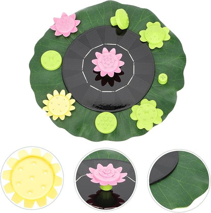 1set Lotus Solar Fountain Solar Bird Bath Outdoor Garden Decor Water Feature Floating Fountain