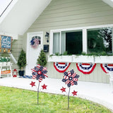 YEAHOME 4th of July Decorations Outdoor, 22.4" Set of 2 Red White Blue Metal Flowers Decorative Garden Stakes for Memorial Day Decorations, Yard Signs Patriotic Decorations for Garden Lawn Porch