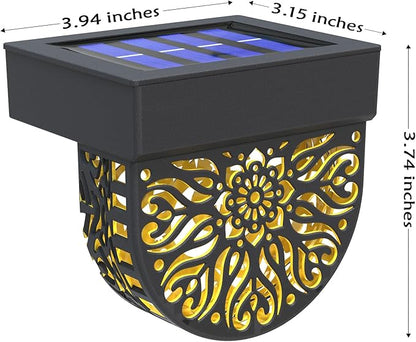 Gardsee Solar Fence Lights 6 Pack Solar Deck Lights Waterproof LED Solar Powered Step Light Wall Lights Outdoor Decorations Warm Yellow Light Decorative Lighting for Garden (Gold)