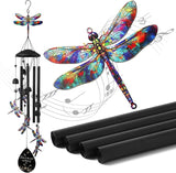Novabright Dragonfly Wind Chimes for Outside 35" Black Metal Wind Chime Soothing Tones Memorial Windchimes Decor Dragonfly Gifts for Women Men Outdoor Garden Yard Patio Decor Memorial Birthday Gifts