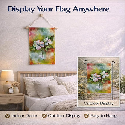 Caroline's Treasures Virginia American Dogwood in Watercolor Garden Flag Mailbox Flag Decorative Yard Flag Banner Outside Patio Artwork Yard Flower Beds, Garden Size, Multicolor
