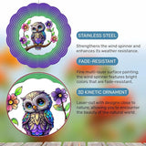 GENANY Owl Hanging Wind Spinners for Women Men, 12 Inch Metal 3D, Stainless Steel Hanging Wind Catchers Sculpture for Outside, Outdoor Spring Decoration, Unique Gift