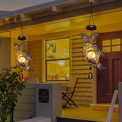 Beautyard Solar Wind Chimes Outdoor Owl Mom Wife Hanging Lanterns Christmas Decorations Solar Lights for Outside Garden Yard Art Unique Birthday Gifts