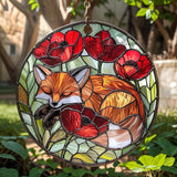 Fox Acrylic Suncatcher, Boho Suncatchers for Window Hanging Ornament, Stained Glass Effect Indoor Outdoor Garden Decor for Nature Lover, Gifts for Mother's Day, Mom, Grandma, Wife, Women