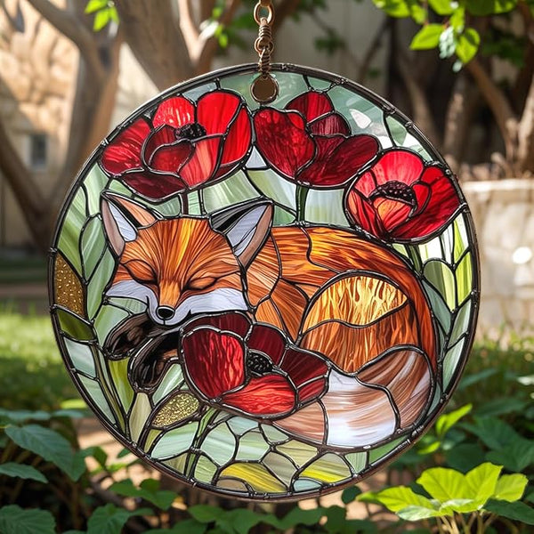 Fox Acrylic Suncatcher, Boho Suncatchers for Window Hanging Ornament, Stained Glass Effect Indoor Outdoor Garden Decor for Nature Lover, Gifts for Mother's Day, Mom, Grandma, Wife, Women