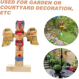 Vaguelly Resin Tribal Symbol Figurine Handpainted Decor Garden Ornament for Outdoor Spaces Unique Tribal Token for Courtyards Vibrant Resin Craft Decoration