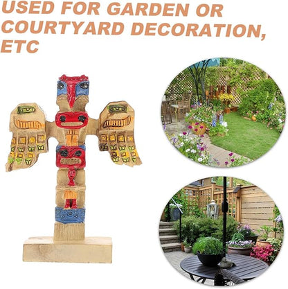 Vaguelly Resin Tribal Symbol Figurine Handpainted Decor Garden Ornament for Outdoor Spaces Unique Tribal Token for Courtyards Vibrant Resin Craft Decoration