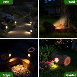 Solar Garden Lights Outdoor 2 Pack, Decorative Rustic Tree Stump Pathway Lights, Warm White Auto On/Off IP65 Waterproof Lights for Yard, Patio, Lawn, Flower Bed, Steps, Garden Decor Gifts