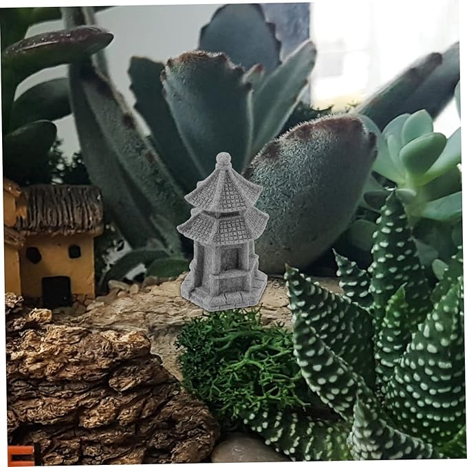 POPETPOP 3pcs Miniature Pavilion Statue Garden Decor for Bonsai Landscape Sandstone Garden Ornaments for Decoration