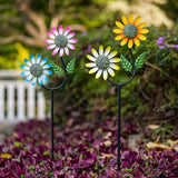 2 Pack Flower Wind Spinners Outdoor, Metal Wind Sculptures & Spinners with Stake, Colorful Windmill for Yard Patio Lawn Garden Decor, 31 x 10 Inches