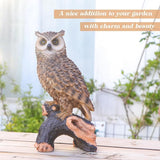 Owl Garden Statue - Perching Forest Owl on Stump Resin Figurine for Home Indoor Outdoor Garden Patio Yard Decor