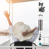 CoTa Global Tuxedo Cat Wind Chime - Pet-Themed Metal Hanging Decor with Dark-Tone Wind Chime Tubes and Beaded Accents, Indoor Outdoor Porch Patio Garden Decoration - 33.5 Inches