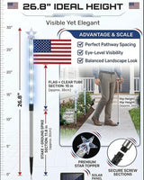 8 Piece Solar American Flag Pathway Lights, 8 Modes Waterproof Patriotic Stake Lights Outdoor for 250th Anniversary, Red White Blue LED Decorative Lighting for 4th of July Garden Yard Decor(8PCS)