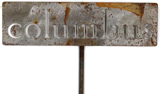 Classic Metal Garden Markers Clearance Items 20 to 33 Inches Tall (columbus 20", Naturally Rusted)