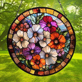 Colorful Poppies Acrylic Suncatcher Stained Glass Effect Window Car Hanging Christmas Ornament Indoor Outdoor Decor Garden Sun Catcher Panel for Floral Lover for Women Mom Grandma
