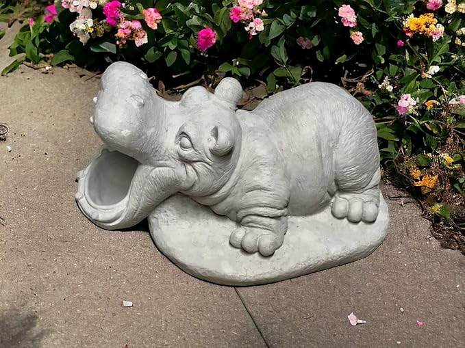 Concrete Tropical Hippo Statue Outdoor Garden Art