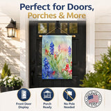 Caroline's Treasures Texas Bluebonnets in Watercolor House Flag Large Porch Sleeve Pole Decorative Outside Yard Banner Artwork Wall Hanging, Polyester, House Size, Multicolor