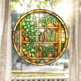 Library Bookshelf Acrylic Suncatcher Window Hanging Plant Lover Gift Book Lover Gift Bookish Librarian Garden Decor