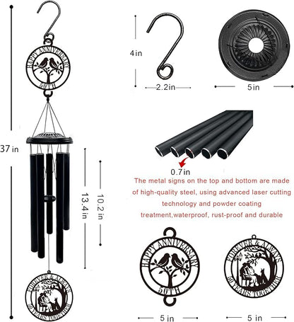 50th Anniversary Wedding Gifts for Couple,37" Golden Wedding Anniversary Wind Chimes, Unique 50 Years Marriage Keepsake for Parents Grandparents Wife Husband Friends (Love Bird)