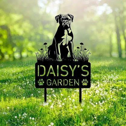 Custom Boxer Dog Metal Memorial Garden Stake Personalized Pet Grave Marker Name Sign Remembrance Stake Decor Sympathy Dog Loss,Outdoor Statues for Yard Garden Lawn Patio Pathway Grave.
