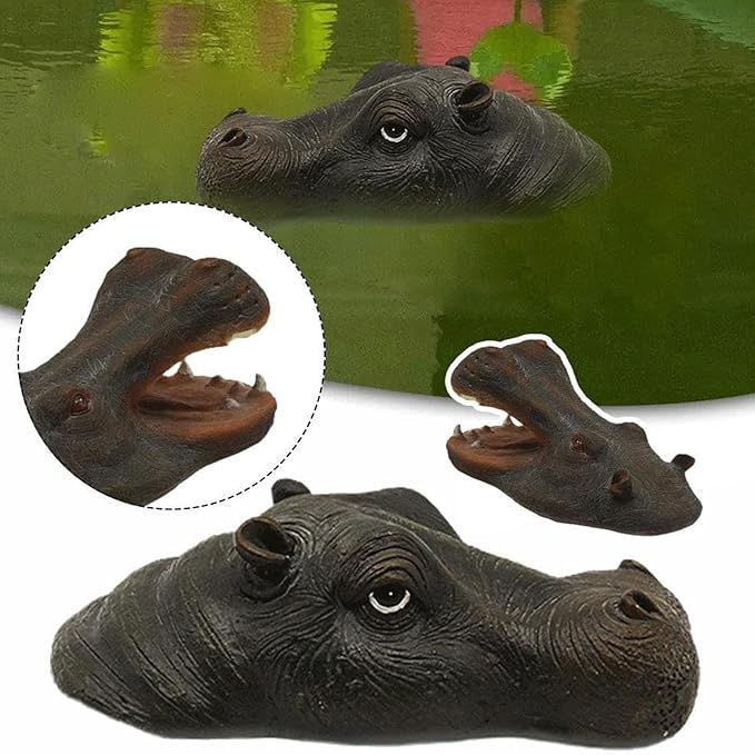 Garden Statues Pond Floating Hippopotamus Lawn Statues Horse Head Statue Garden Decor Floating Pond Ornament Realistic Yard for Pool Pond Yard Ornaments Decor