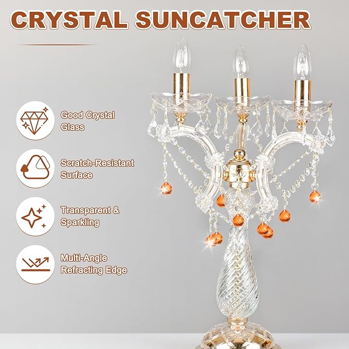 M METERXITY 10-Pack Crystal Ball Prisms, 24mm/0.94 Inch Chandelier Pendant Maker Hanging Crystals Chandelier Prisms for Home/Windows/Garden/DIY Decoration[Orange]