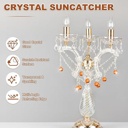 M METERXITY 10-Pack Crystal Ball Prisms, 24mm/0.94 Inch Chandelier Pendant Maker Hanging Crystals Chandelier Prisms for Home/Windows/Garden/DIY Decoration[Orange]