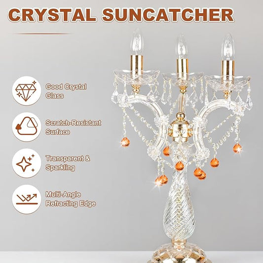 M METERXITY 10-Pack Crystal Ball Prisms, 24mm/0.94 Inch Chandelier Pendant Maker Hanging Crystals Chandelier Prisms for Home/Windows/Garden/DIY Decoration[Orange]