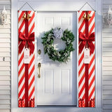 BlissYard Red White Christmas Porch Decorations 12x71 Inch Welcome Hanging Banner Porch Signs for Holiday Decor Gift Box Door Banners for Christmas Winter Home Porch Outdoor Decoration for Front Door