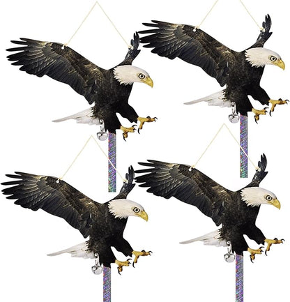 4PCS Fake Hawk to Keep Pigeon Away Flat Plastic Hawk to Scare Woodpecker Away from House with Reflective Tape Garden Owls to Scare Pigeon Squirrel for Balcony Roof Outsider Porch Hanging Hawks Decor