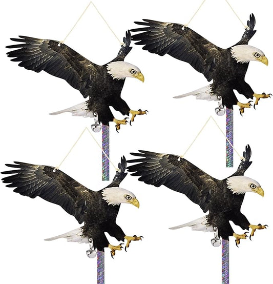 4PCS Fake Hawk to Keep Pigeon Away Flat Plastic Hawk to Scare Woodpecker Away from House with Reflective Tape Garden Owls to Scare Pigeon Squirrel for Balcony Roof Outsider Porch Hanging Hawks Decor